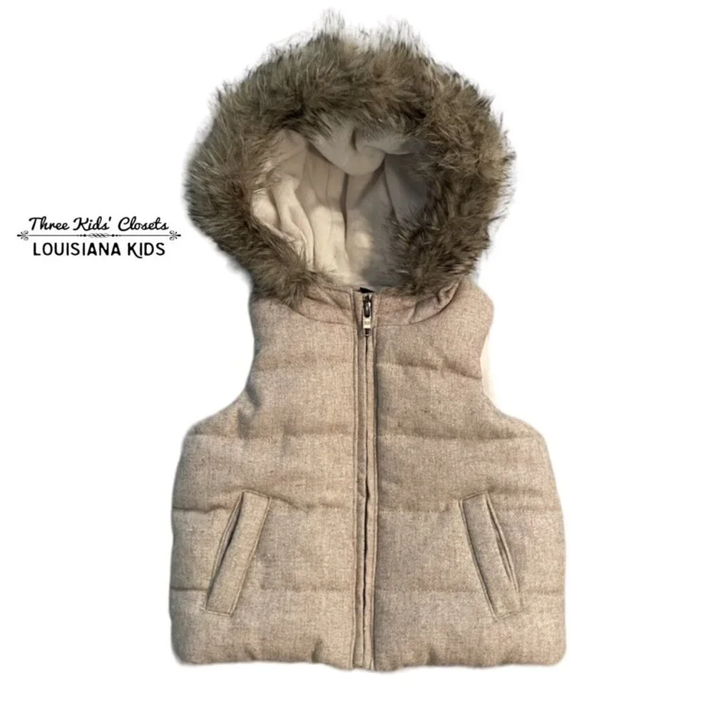Baby Gap 2Y Fleece Lined Vest With Fuzzy Hood